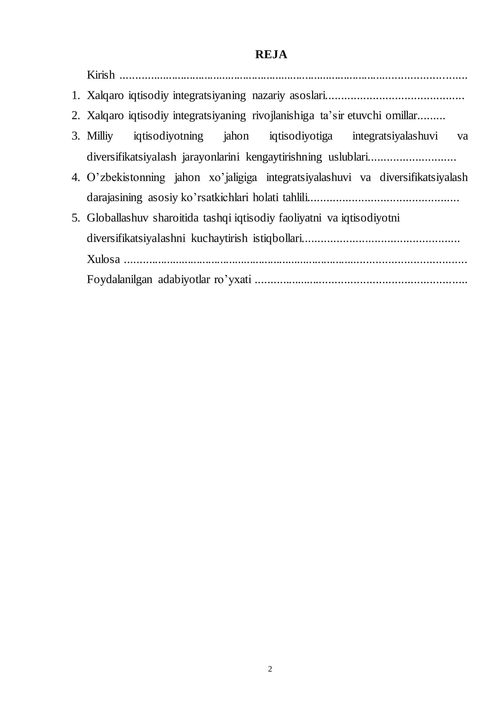 Xalqaro iqtisodiy integratsiya 2