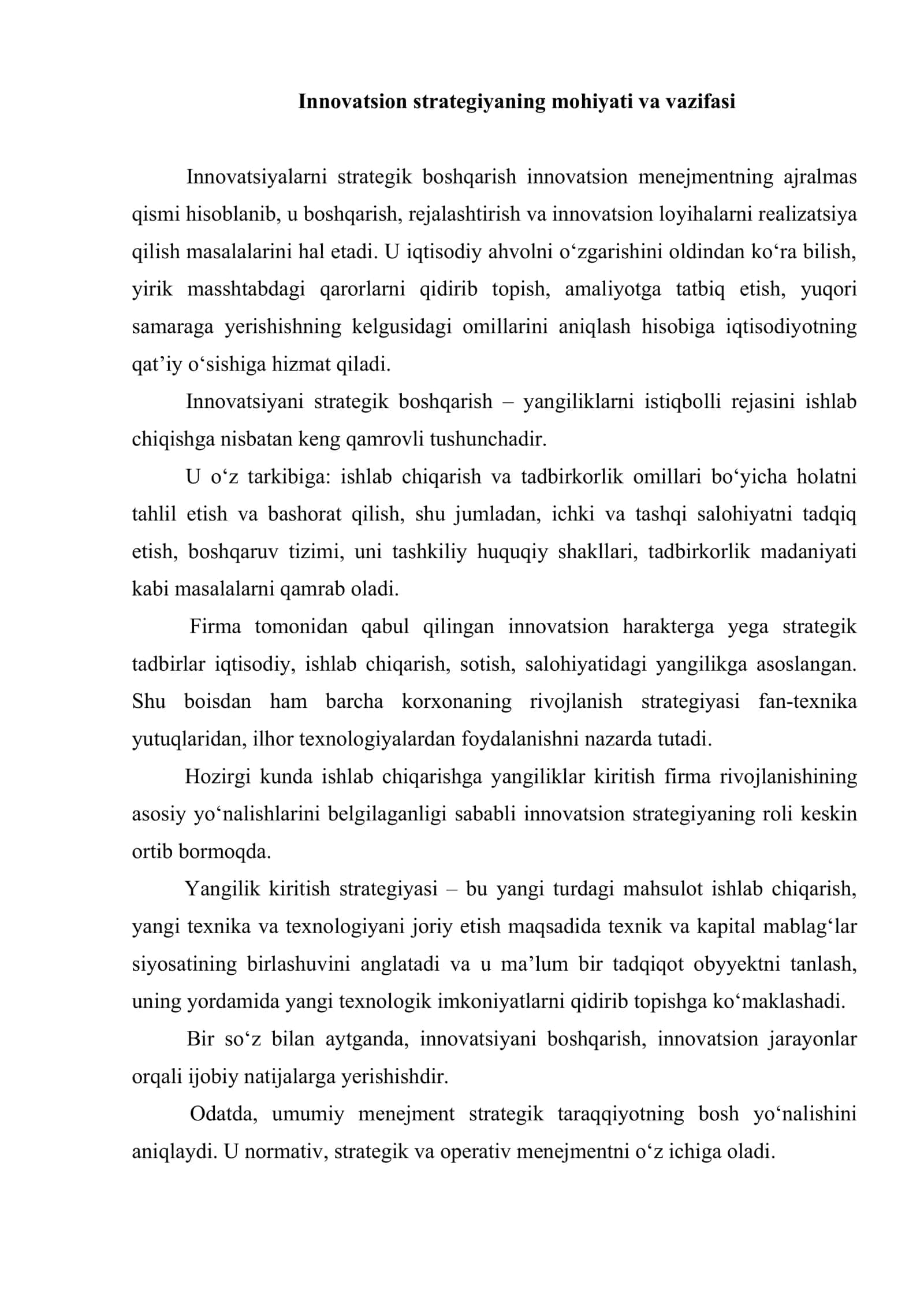 Innovatsion firmalarni strategik boshqarish 2
