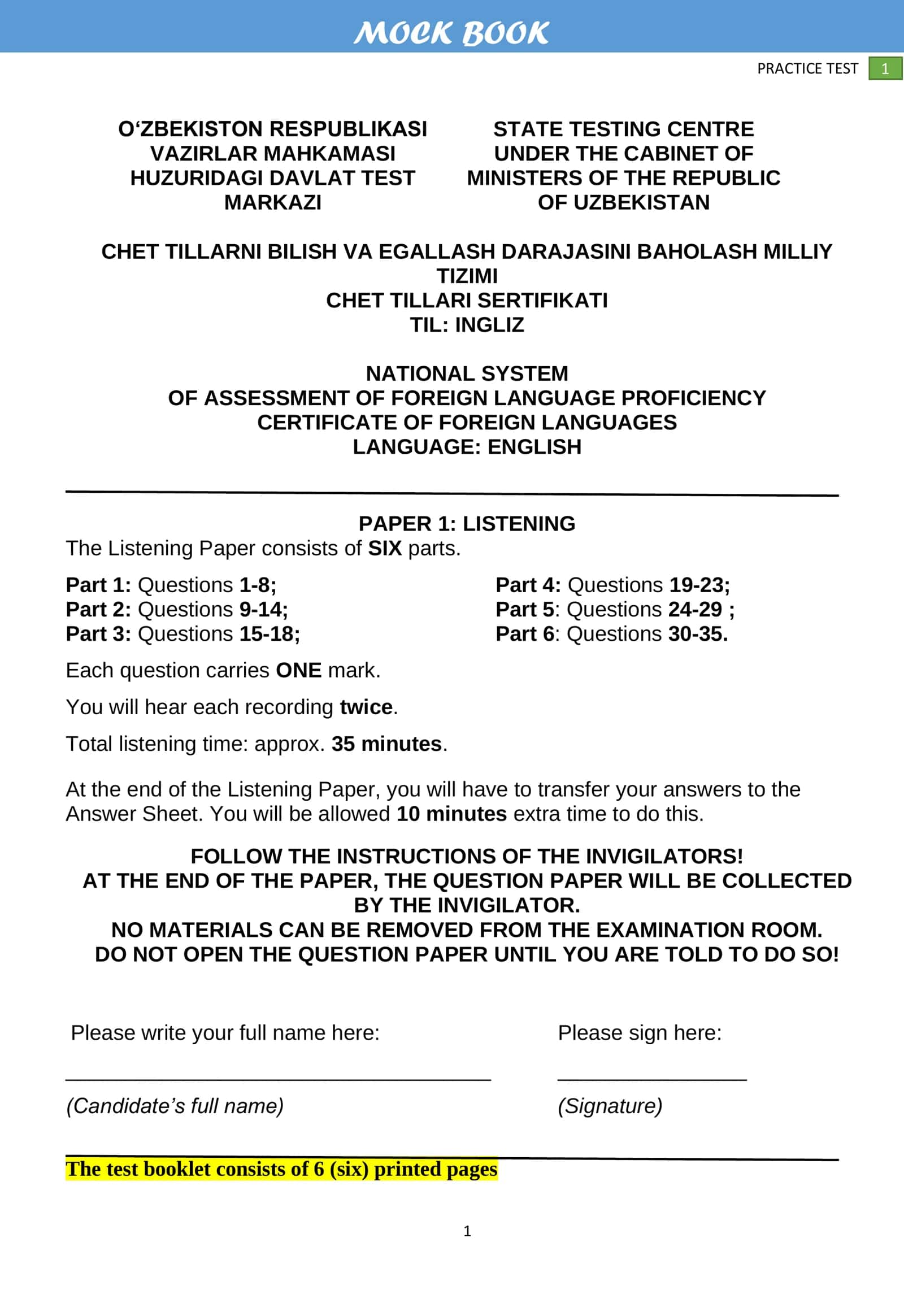 CEFR Mock 1 2