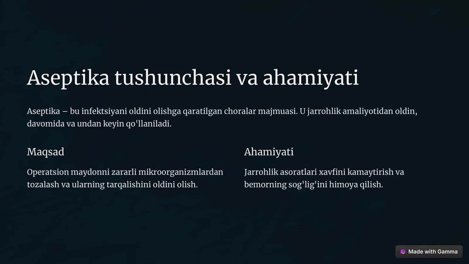 Jarrohlik Aseptikasi 2