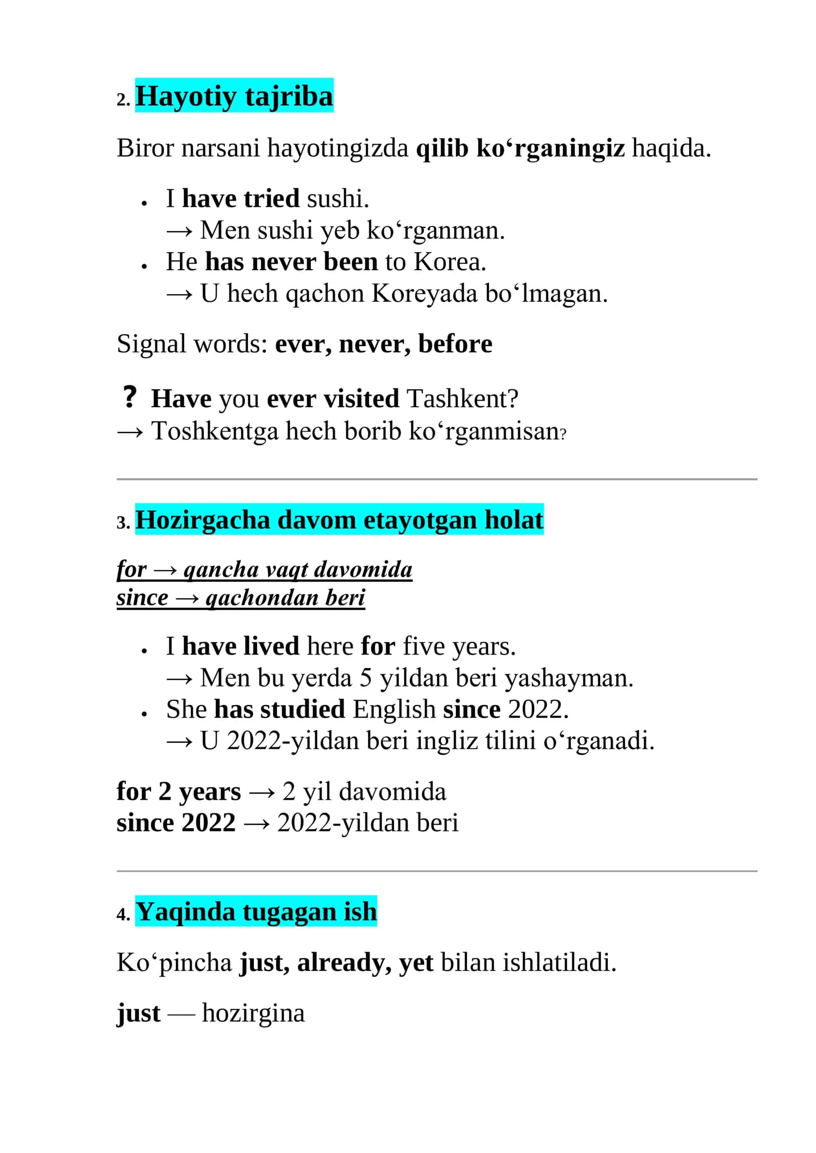 Present Perfect — Ingliz tili grammatikasi | B1 2