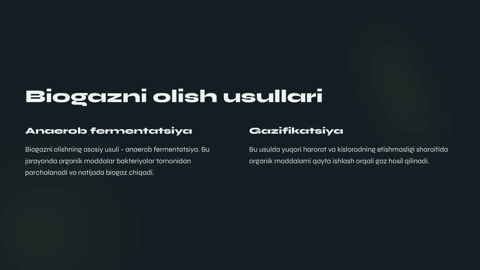 Biogazdan  foydalanish  Zamonaviy  ekologik yechim 2