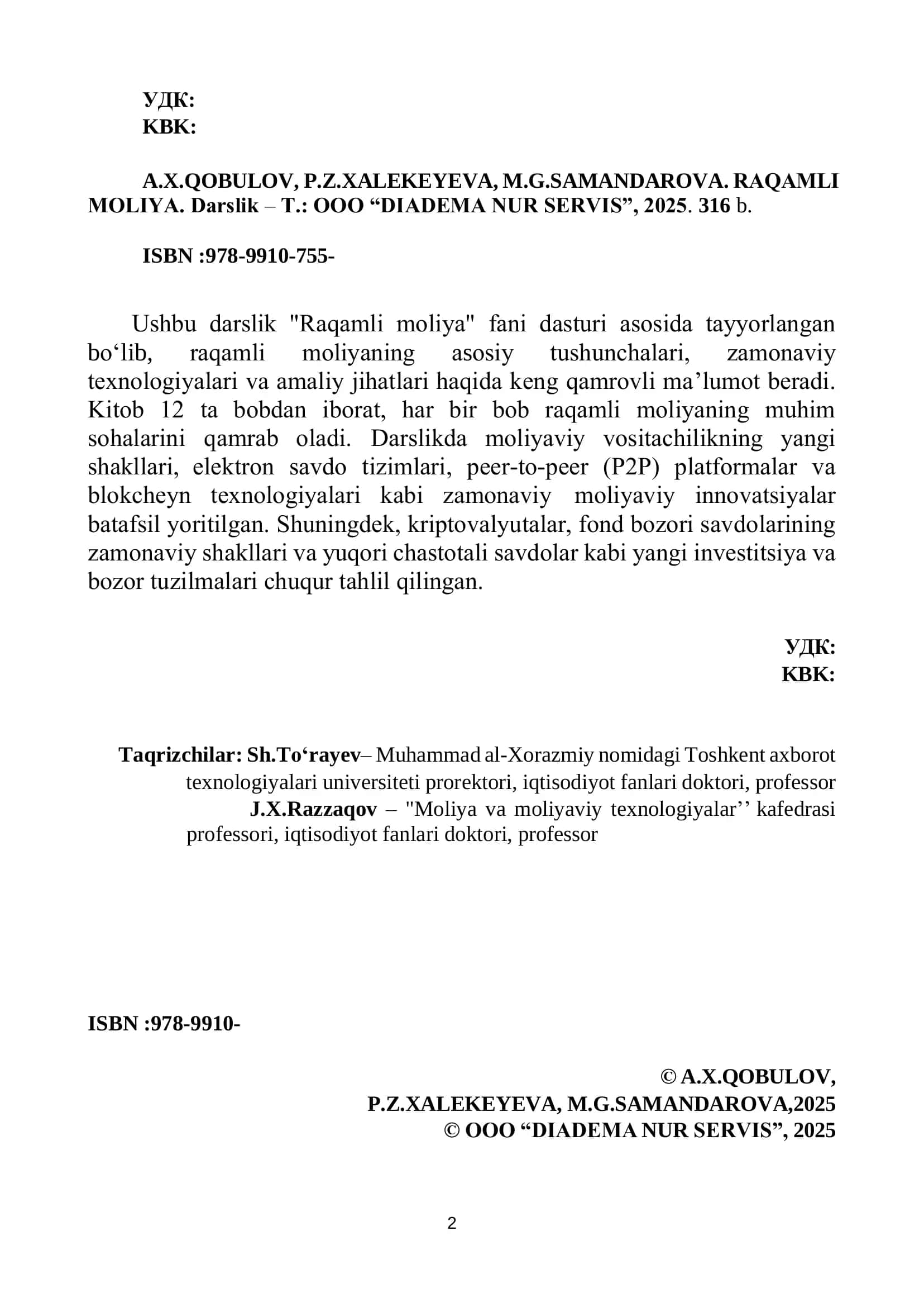 RАQАMLI MОLIYА 2