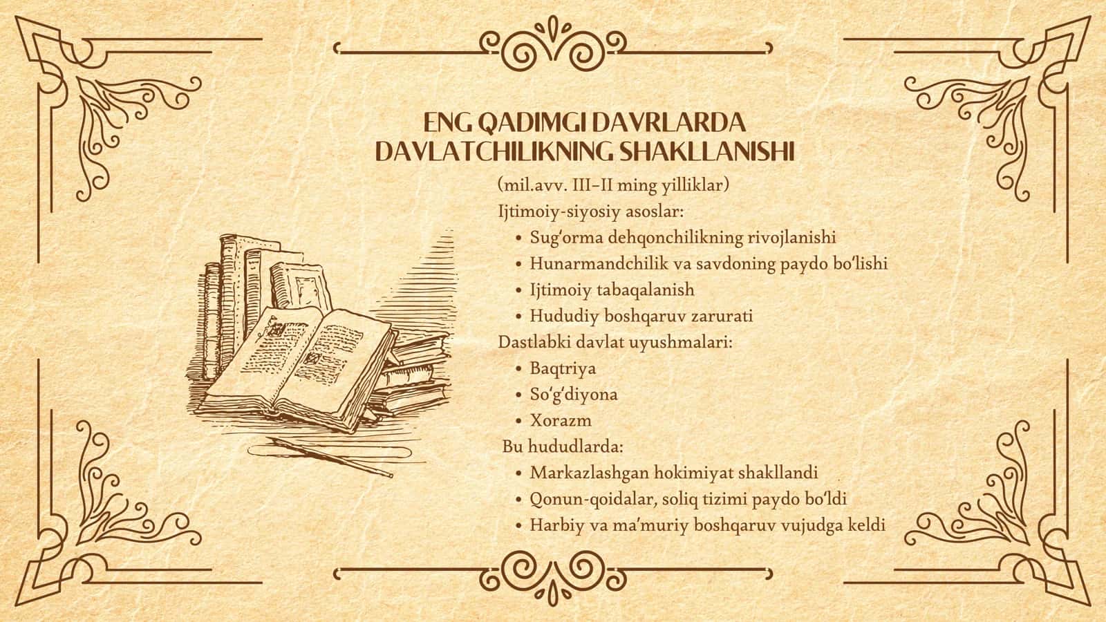 ENG QADIMGI DAVLATCHILIK TARIXI: ENG QADIMGI DAVRDAN YANGI O'ZBEKISTON DAVLATCHILIGI ASOSLARI (ENG QADIMGI DAVRDAN XVI ASR DAVLATCHILIGI) 2