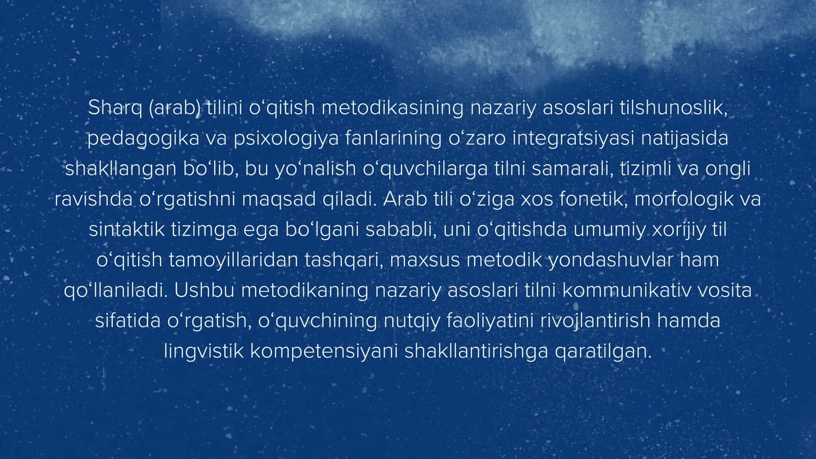 SHARQ (ARAB) TILI O'QITISH METODIKASINING NAZARIY ASOSLARI 2