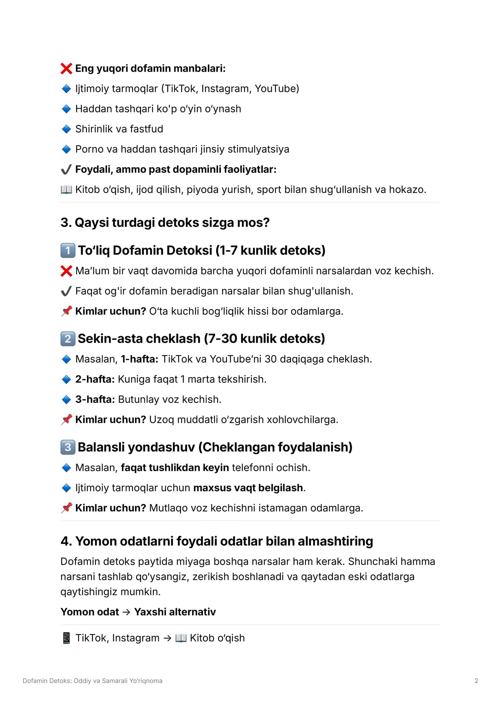 Dofamin Detoks: Oddiy va Samarali Yo‘riqnoma 2