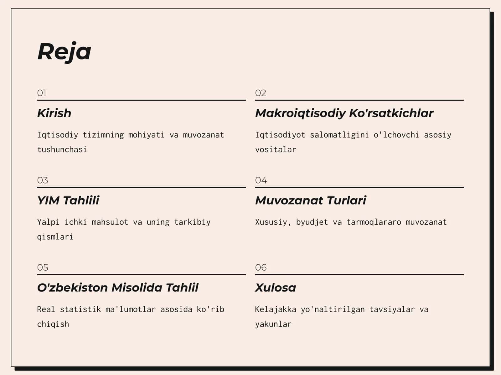 Milliy Iqtisodiyotning Muvozanatli va Mutanosib O'lchamlari 2