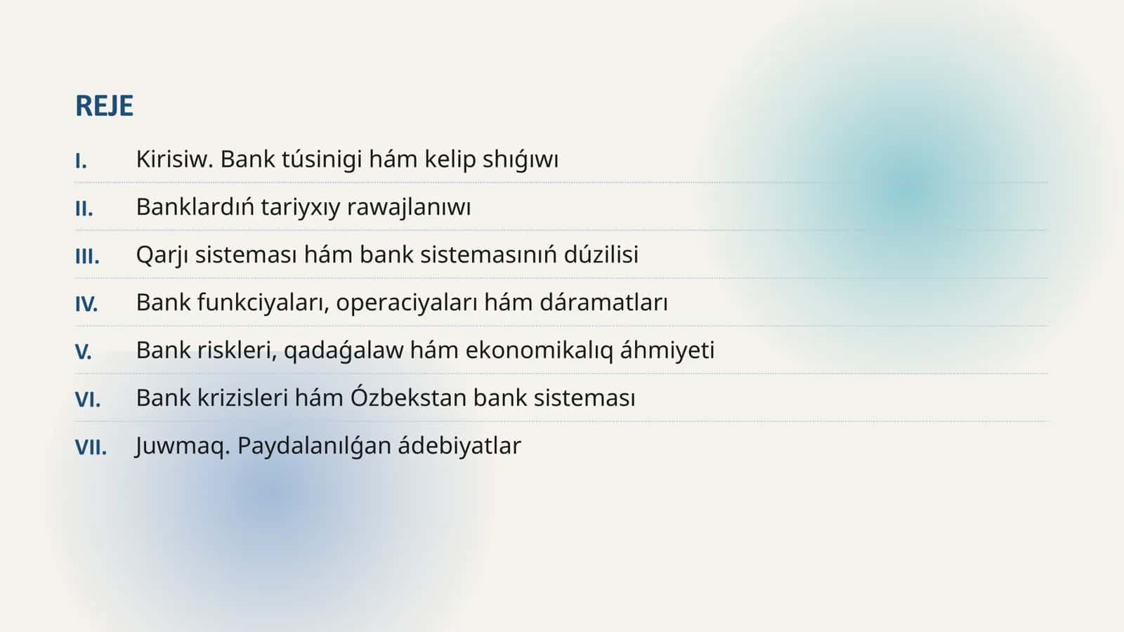 Bank biznesi hám onıń qarjılıq sistemadaǵı ornı 2
