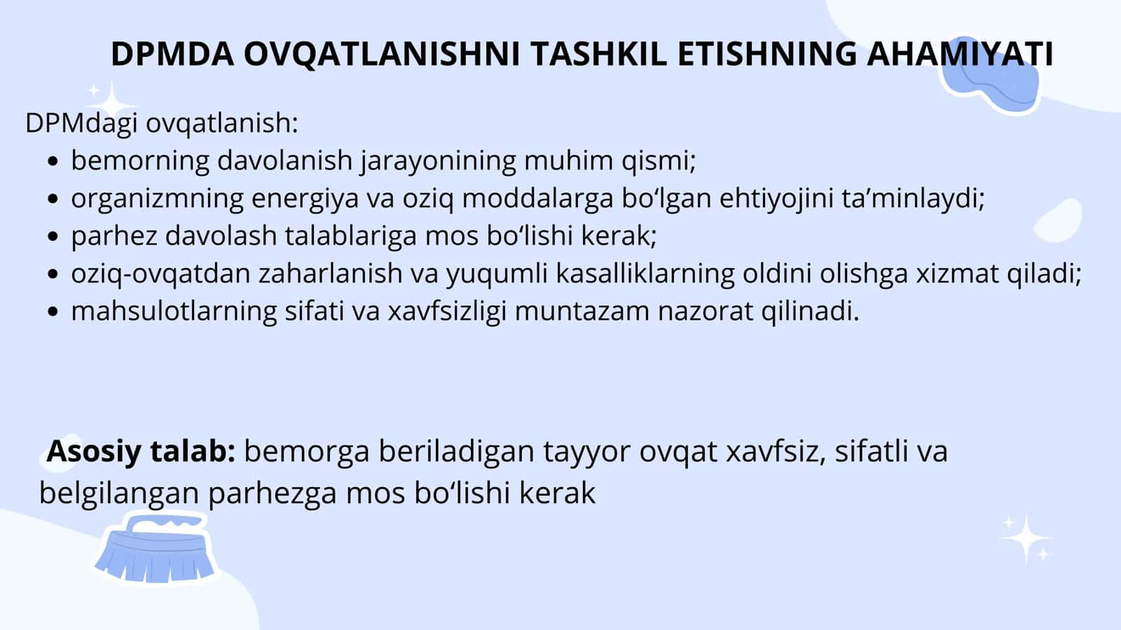 DPMlarning ovqatlanish tarmoqlarida ovqatlanish sifatini ustidan nazoratni o‘tkazish tartibi 2