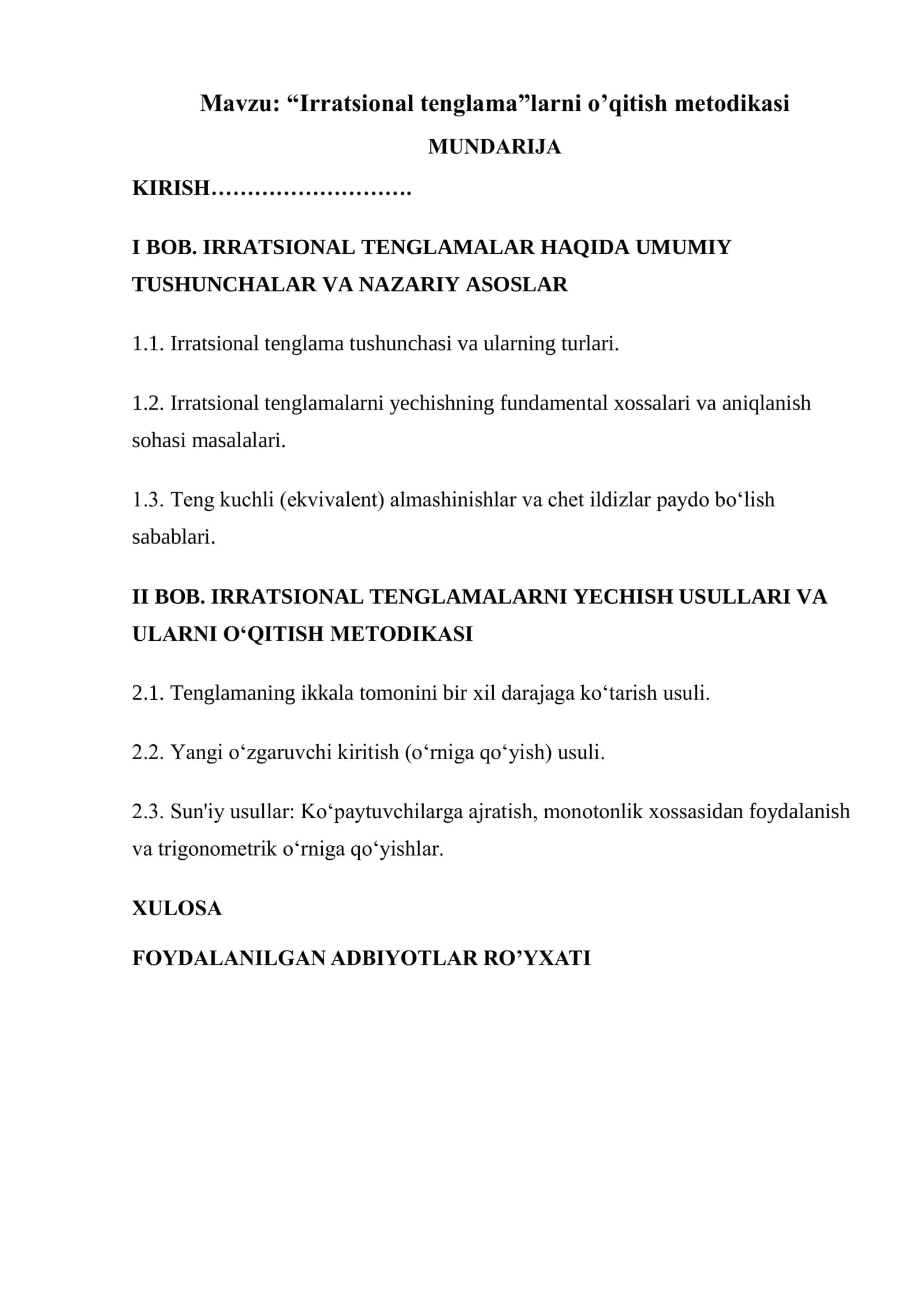 Irratsional tenglama 2