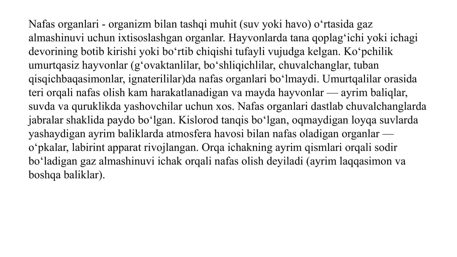 Nafas organlari tuzilishi va vazifalari 2
