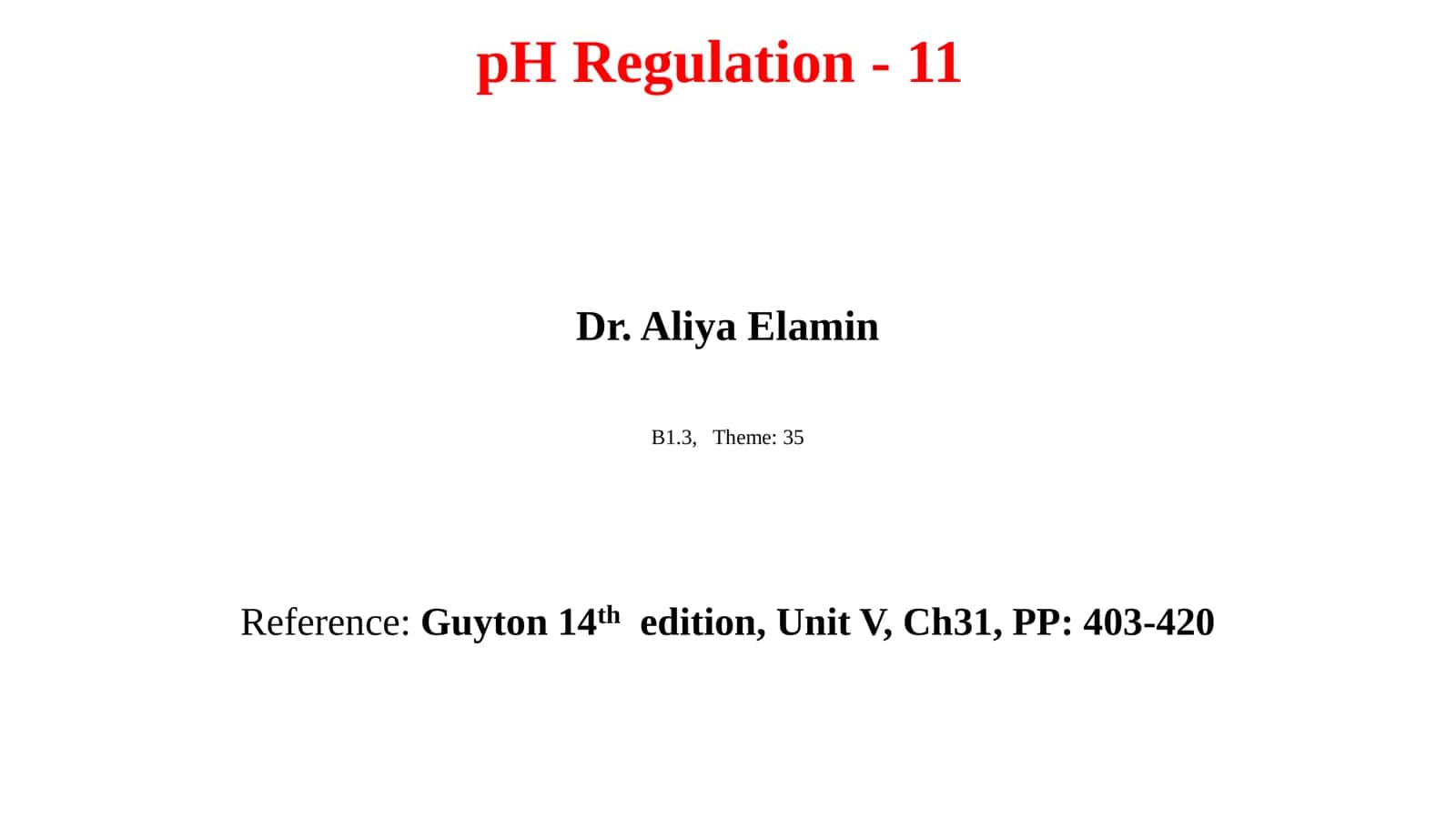 pH Regulation 2