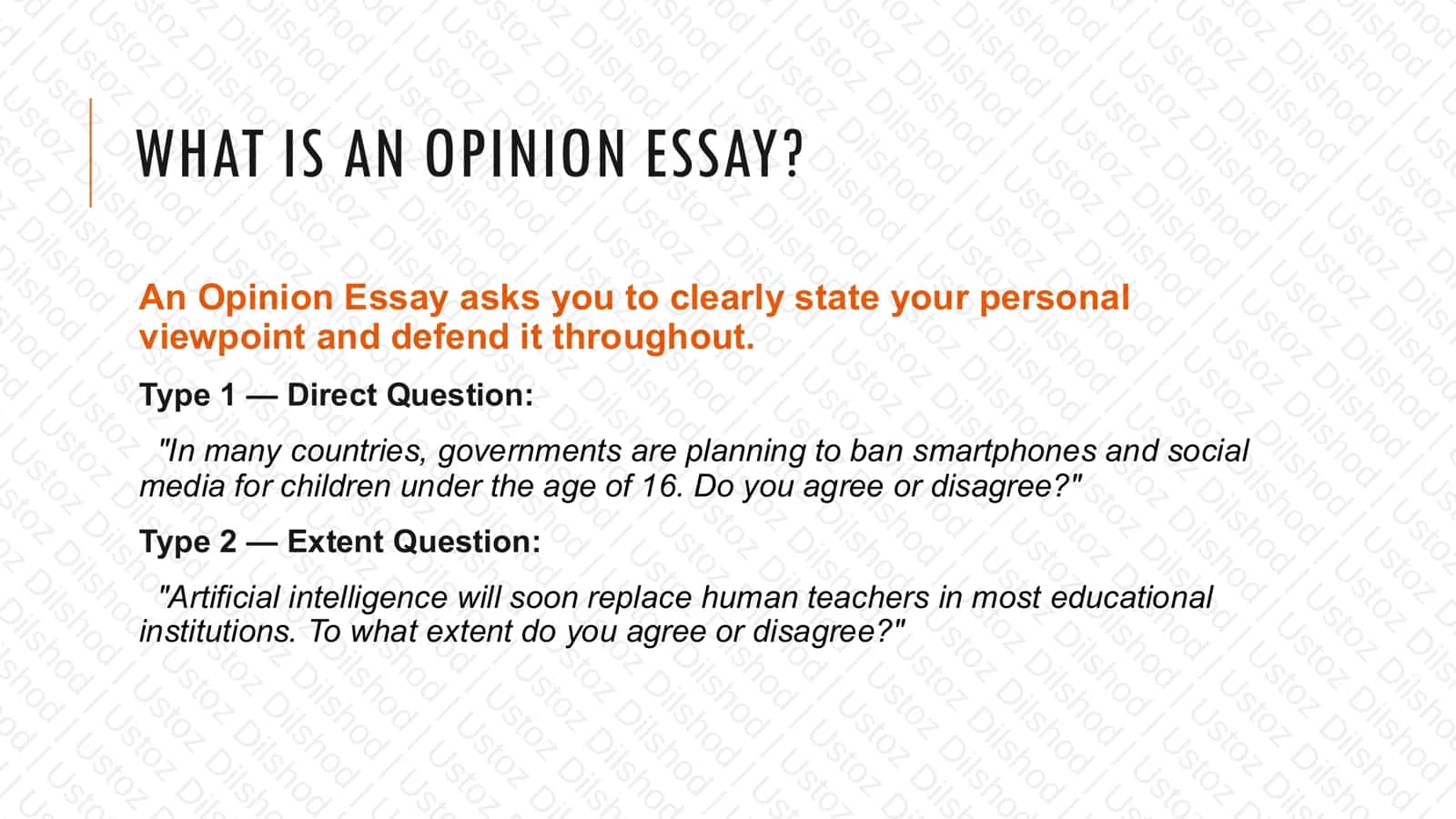 IELTS WRITING TASK 2: OPINION ESSAY 2