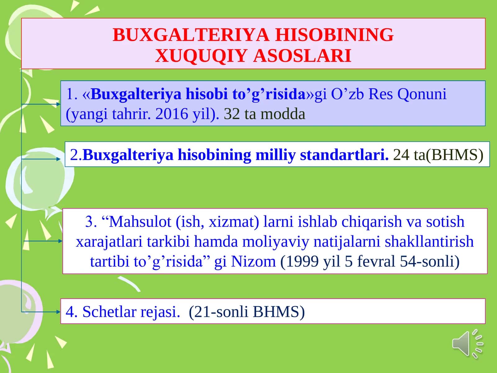 Buxgalteriya hisobining xuquqiy asoslari 2