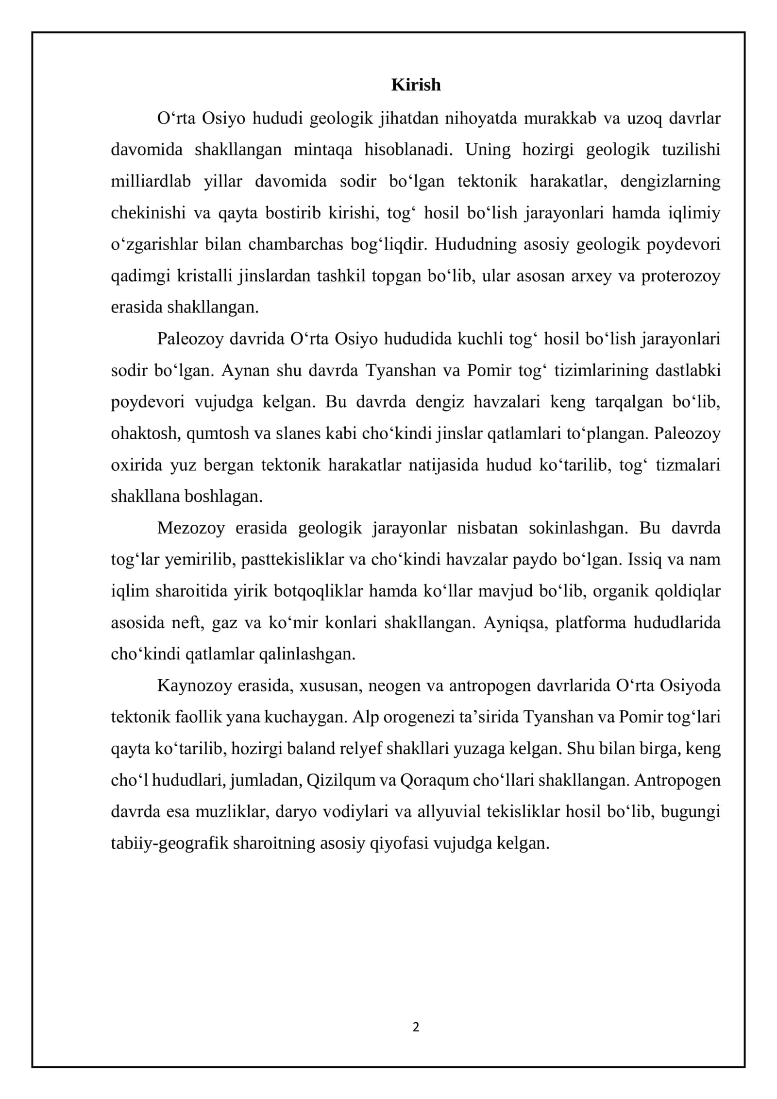 Tog' hosil bo'lish bosqichlari 2