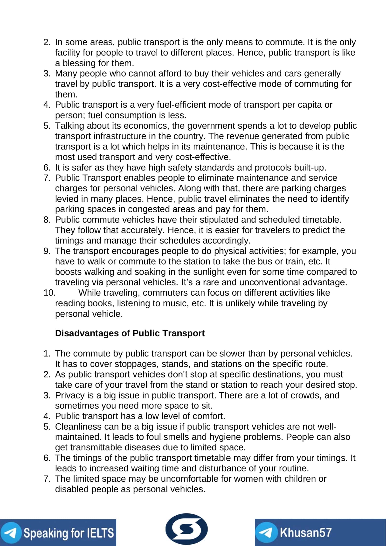 Advantages and Disadvantages of Public Transport 2