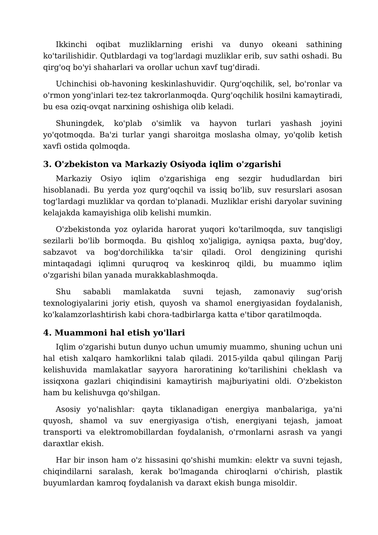 Global iqlim o'zgarishi va uning oqibatlari 2