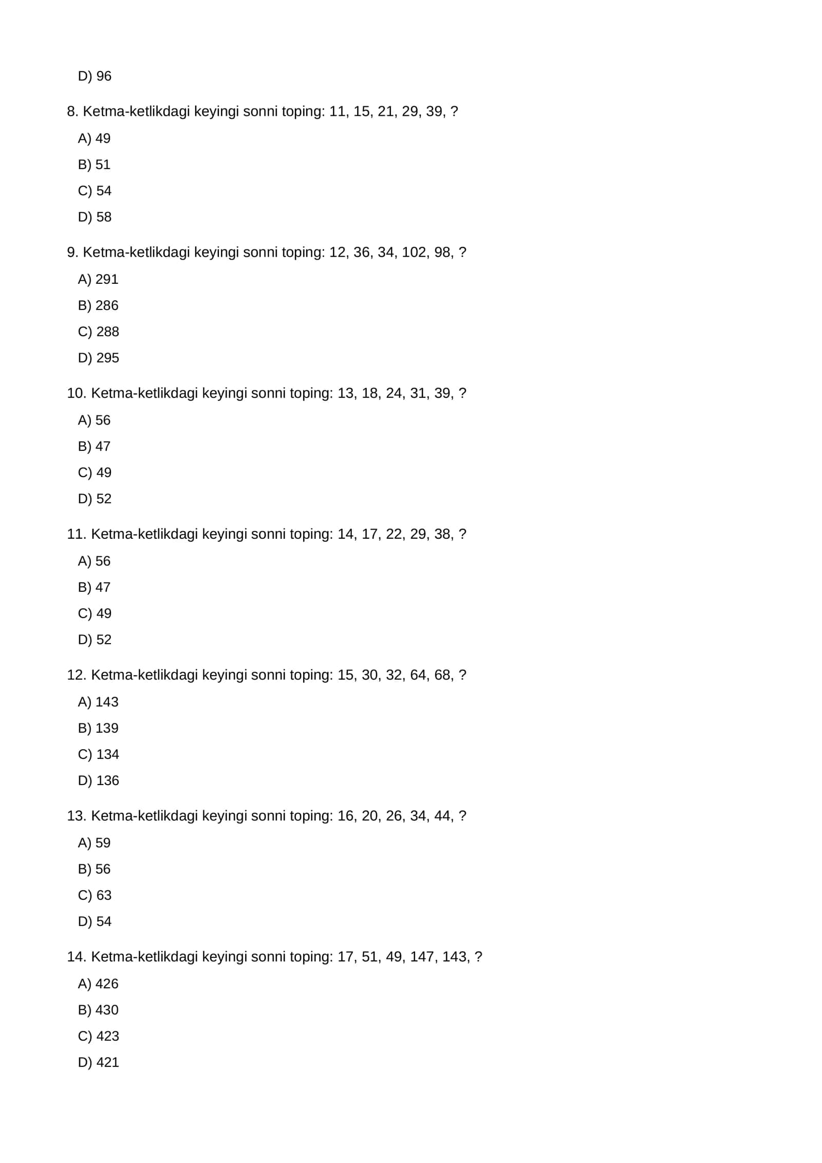 Agros IQ Test — 500 ta mantiqiy test va javoblar 2
