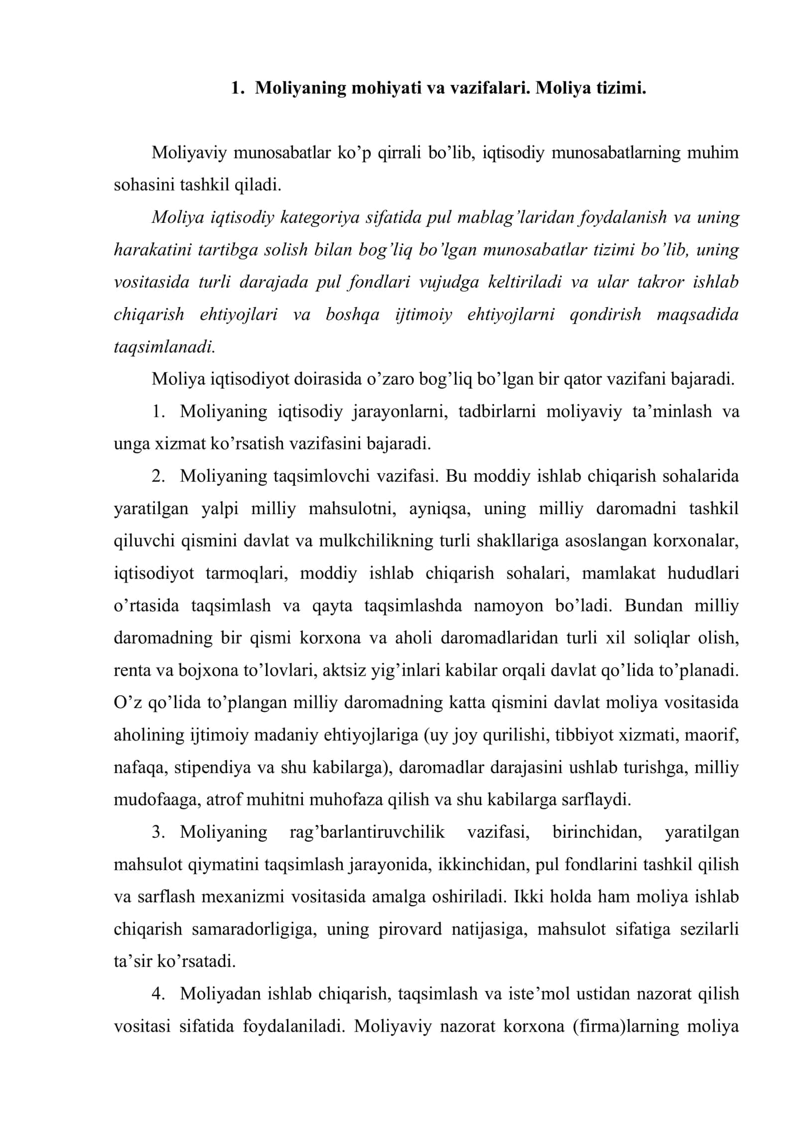 Moliya tizimi va moliyaviy siyosat 2