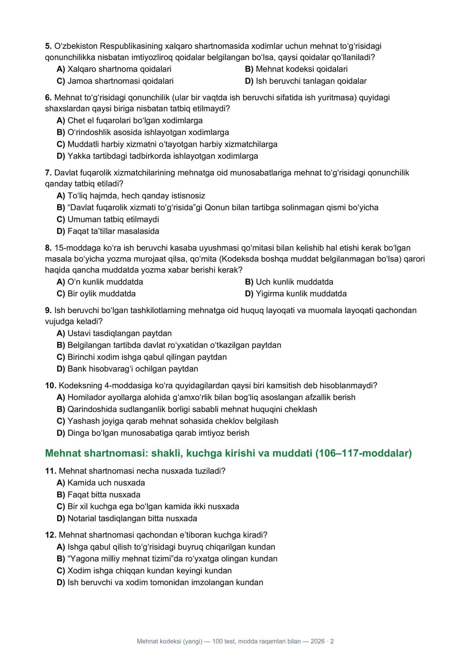 Mehnat kodeksi (yangi) 2