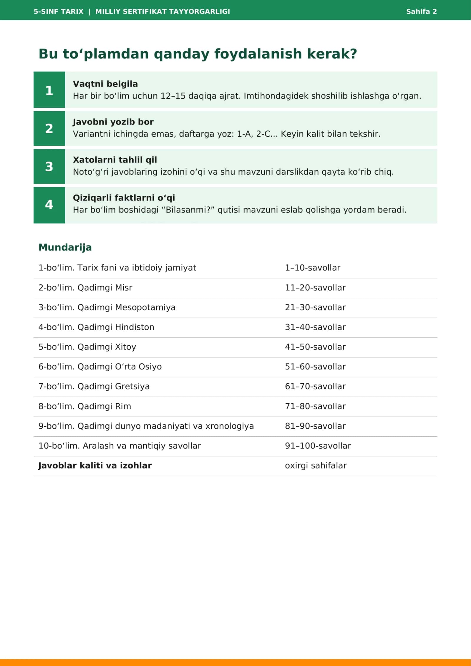 5-SINF TARIX | MILLIY SERTIFIKAT TAYYORGARLIGI 2