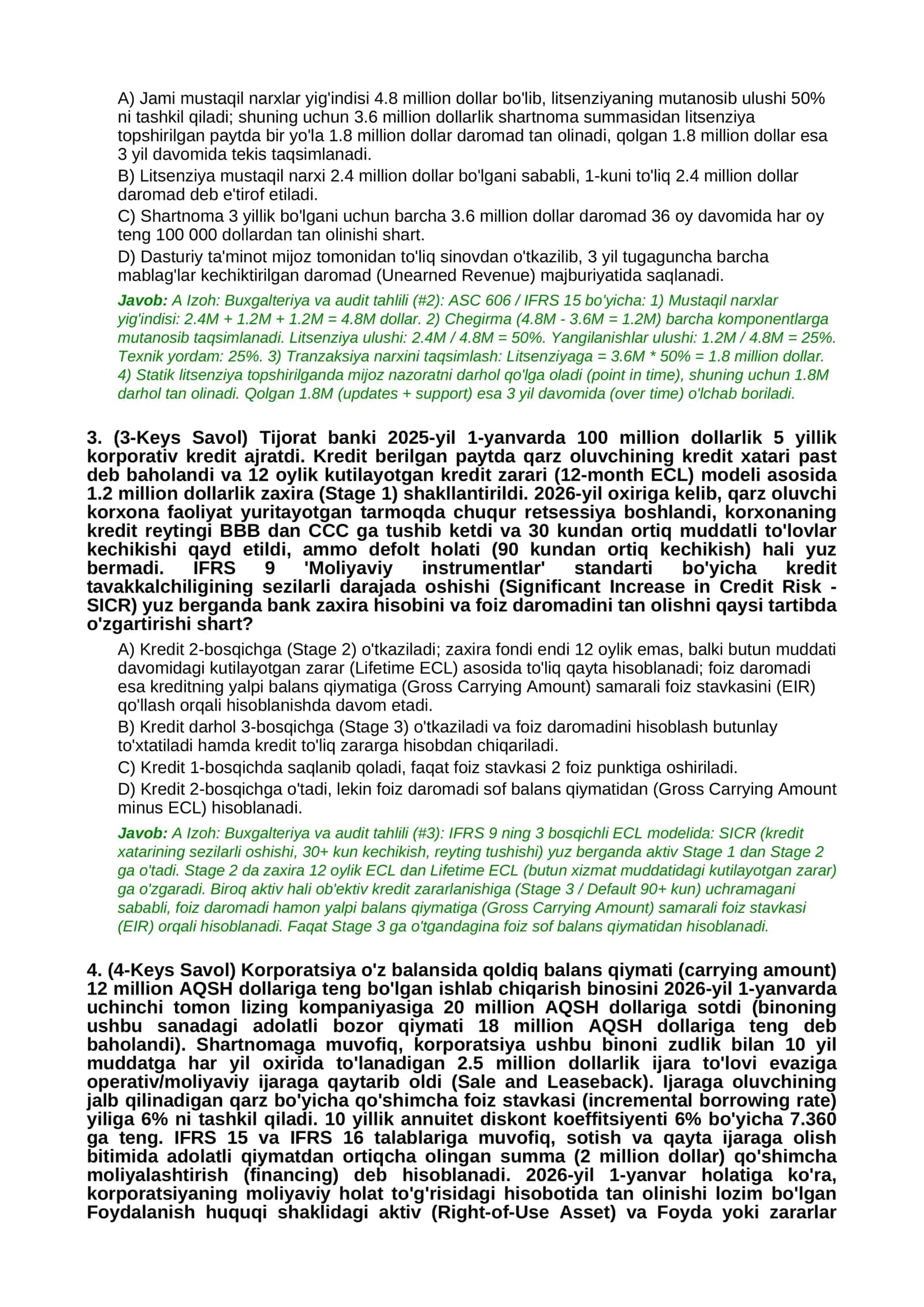 MILLIY SERTIFIKAT TESTLARI EXTREME / COMPLEX IFRS & US GAAP STANDARDS SIMULATION 2