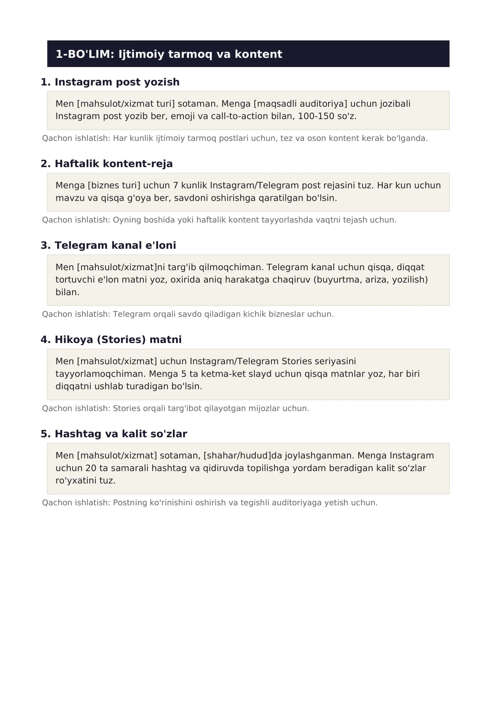 20 ta AI marketing prompti 2