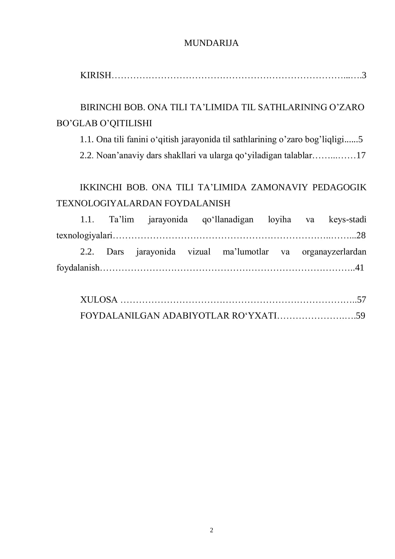 O‟QITISHDA ZAMONAVIY PEDAGOGIK TEXNOLOGIYALARDAN FOYDALANISH METODIKASI 2