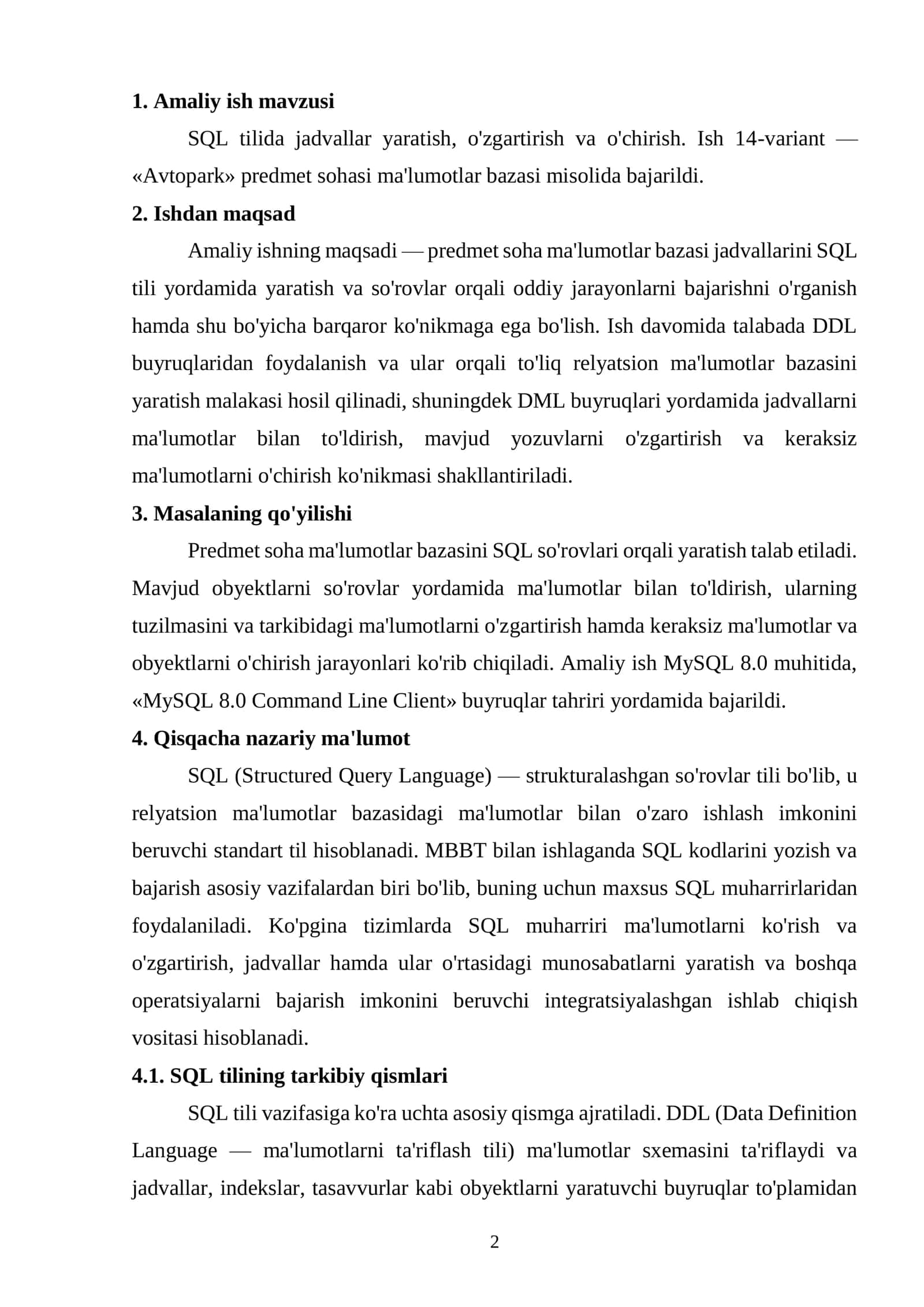 Muhammad al-Xorazmiy nomidagi Toshkent Axborot Texnologiyalari Universiteti 3-amaliy ish 2
