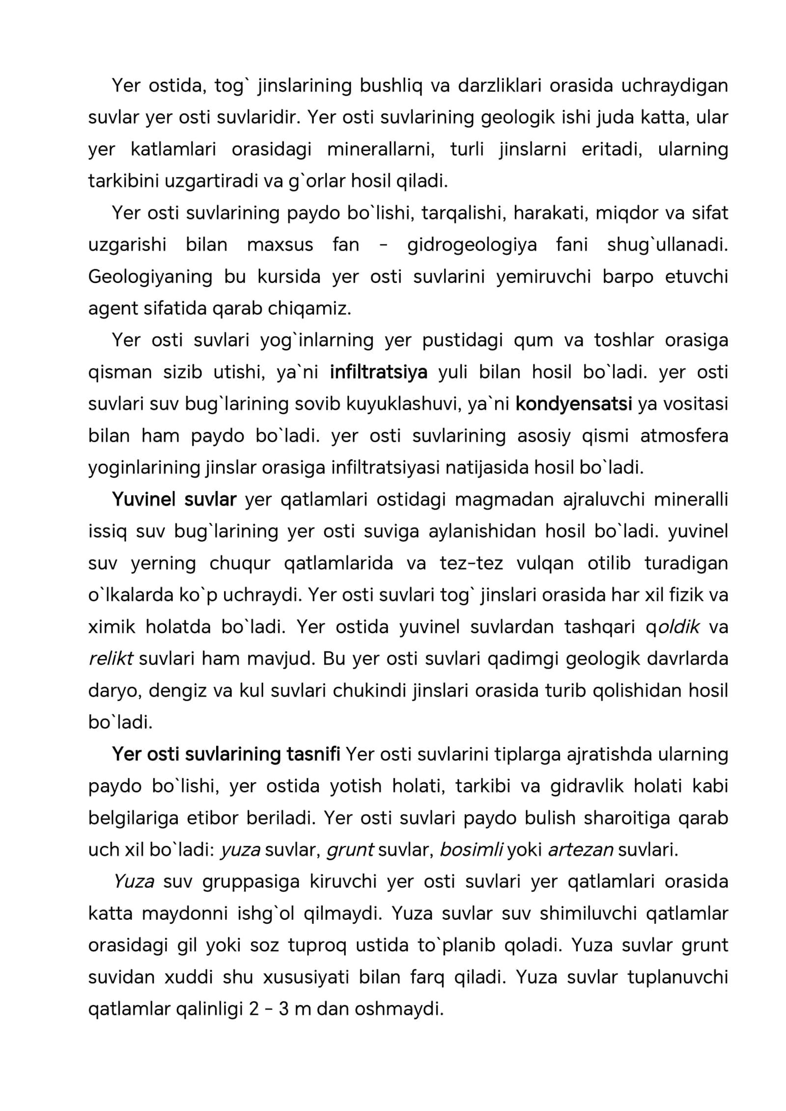 Yer osti suvlari va muzliklarning geologik ishi 2