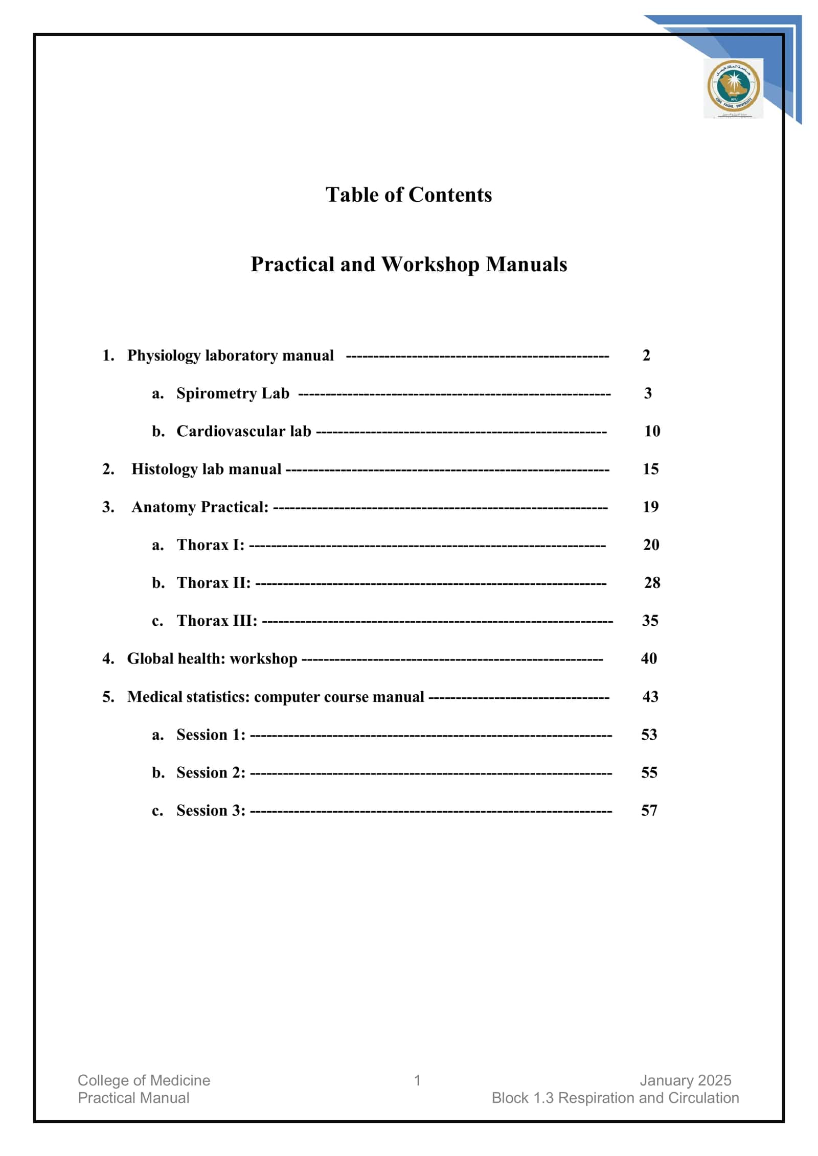 Practical Manual Block 1.3 Respiration and Circulation 2