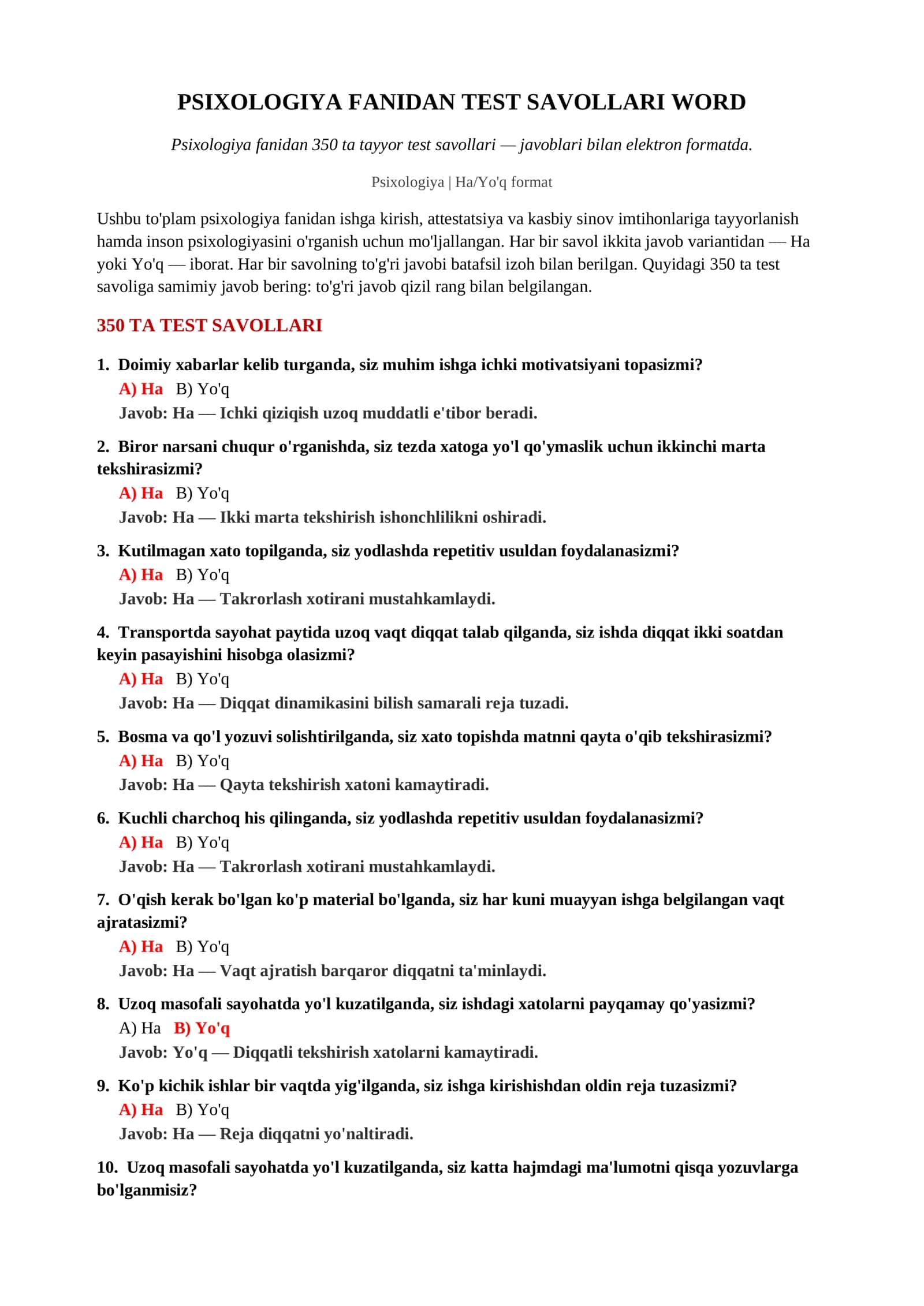 Test Savollari Psixologiya Fanidan 2
