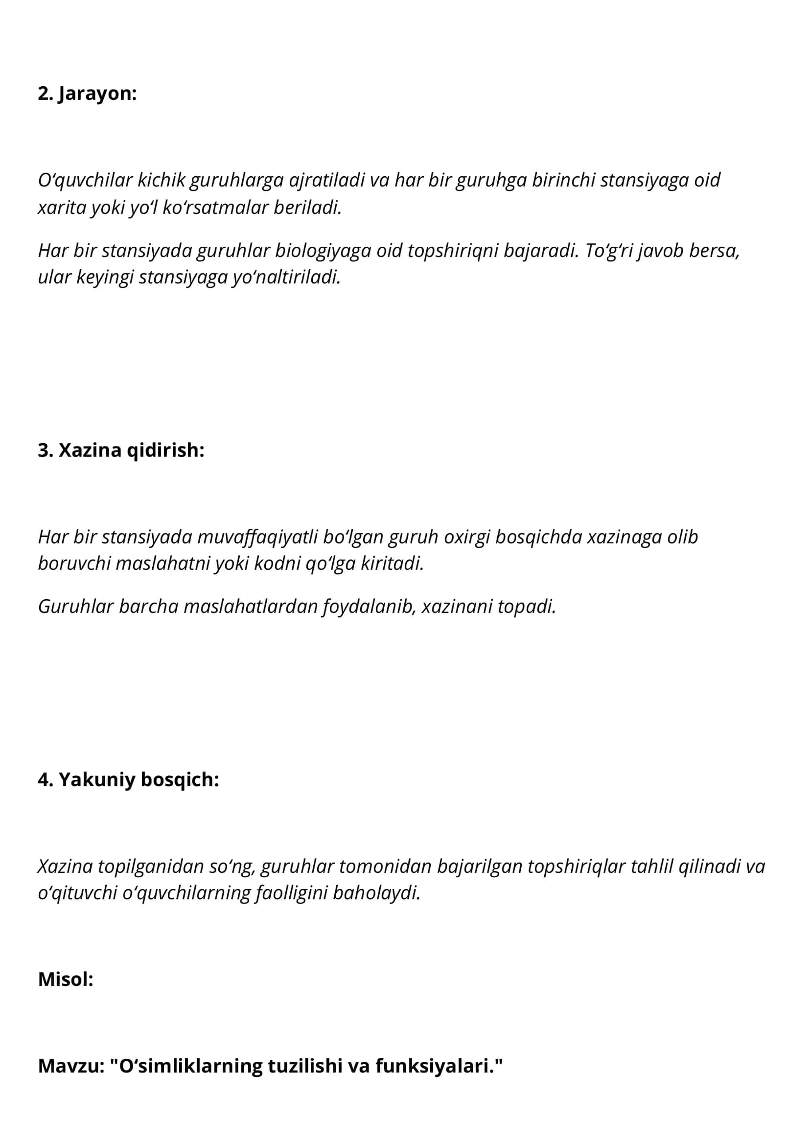 Metod: Biologik xazina qidiruvi 2