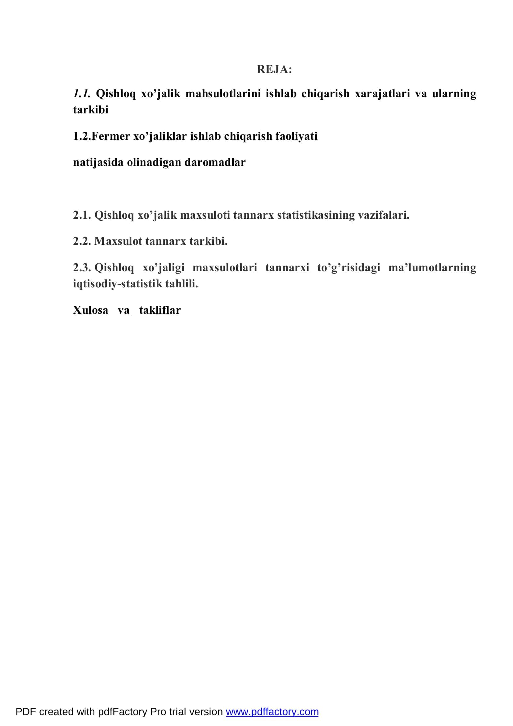 QISHLOQ XO’JALIK MAXSULOTI TANNARX STATISTIKASI 2