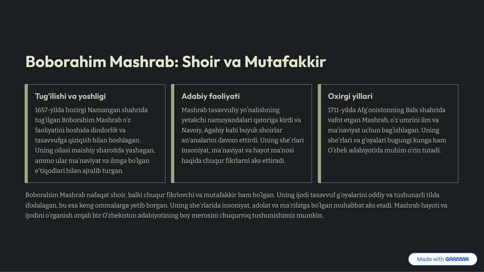 Boborahim Mashrab: Shoir va Mutafakkir 2