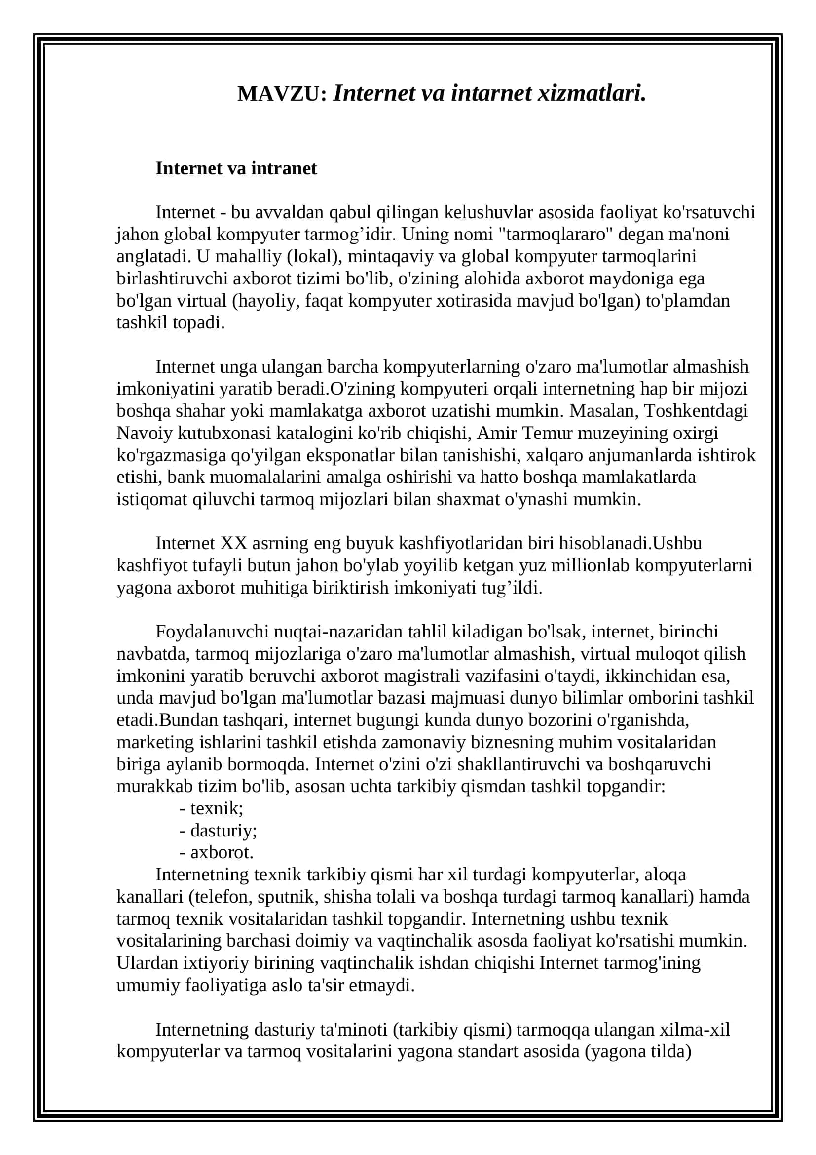 Internet va intarnet xizmatlari 2