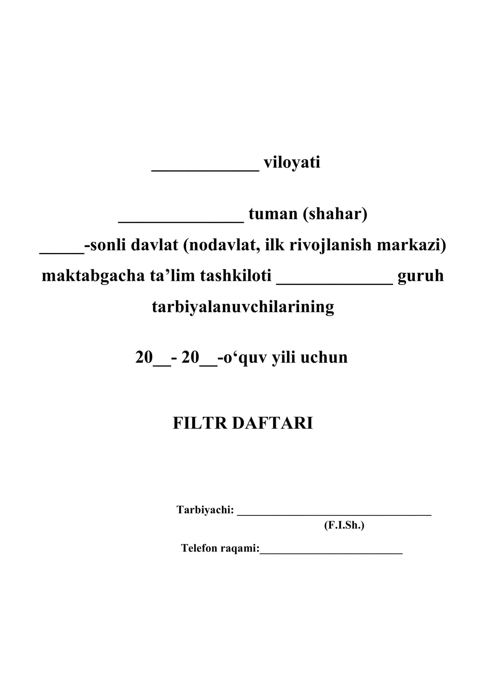 Bolalar filtr daftari 2026 YIL 05-03 hujjat 2