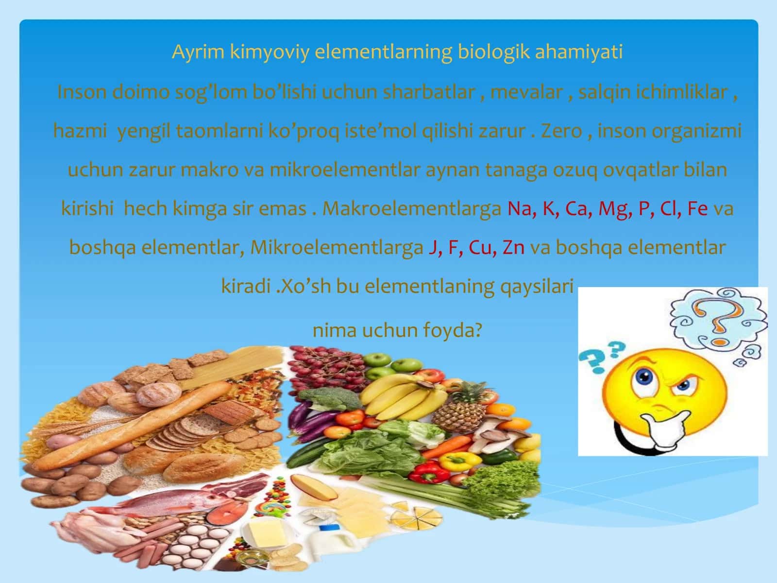 7-8 sinf Kimyo fanidan Ayrim kimyoviy elementlarning biologik ahamiyati mavzuda dars taqdimoti 2