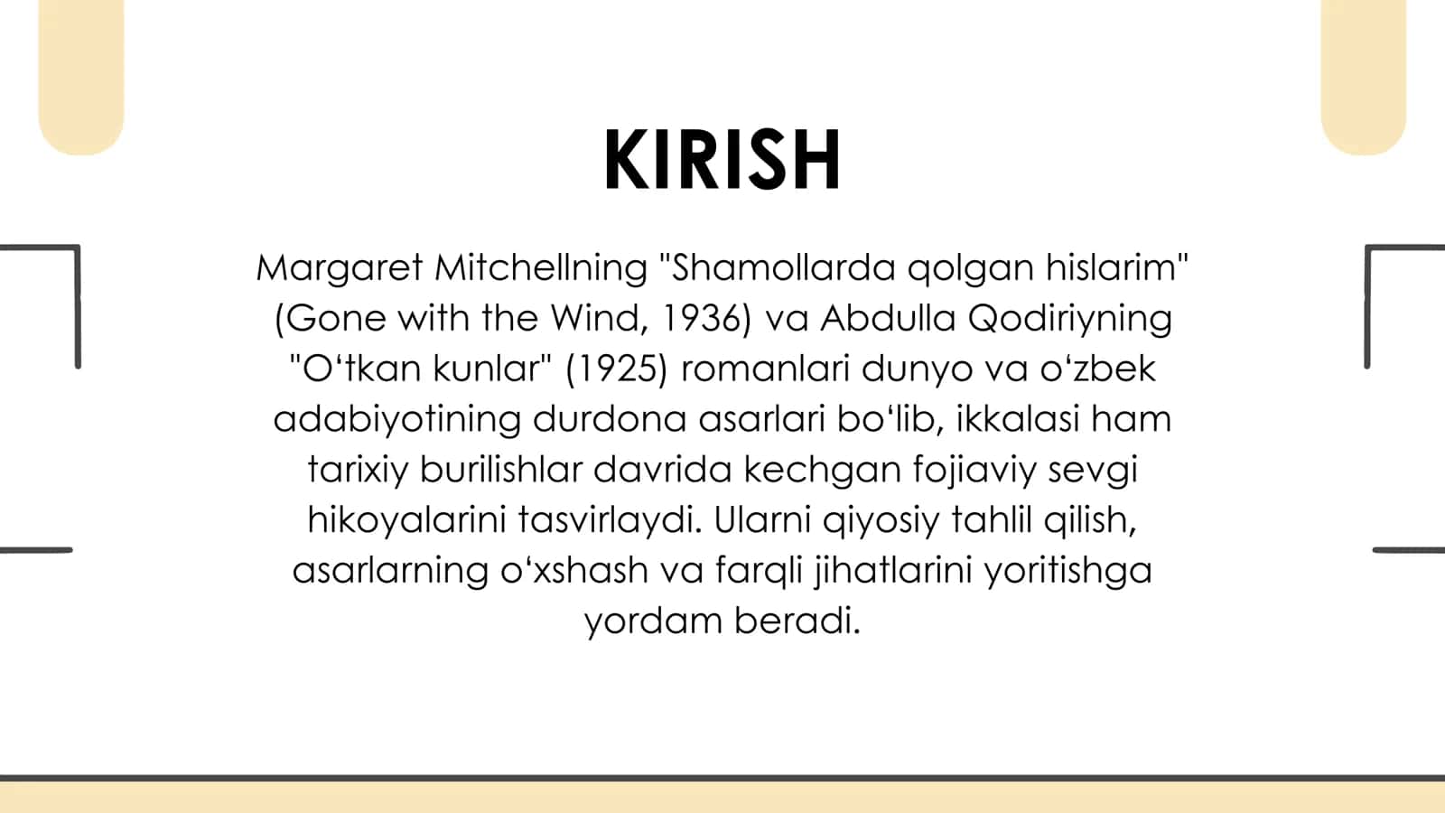 ABDULLA QODIRIYNING O'TKAN KUNLAR VA MARGARET MITCHELLNING SHAMOLLARDA QOLGAN HISLARIM ROMANLARINING QIYOSIY-TIPOLOGIK TAHLILI 2