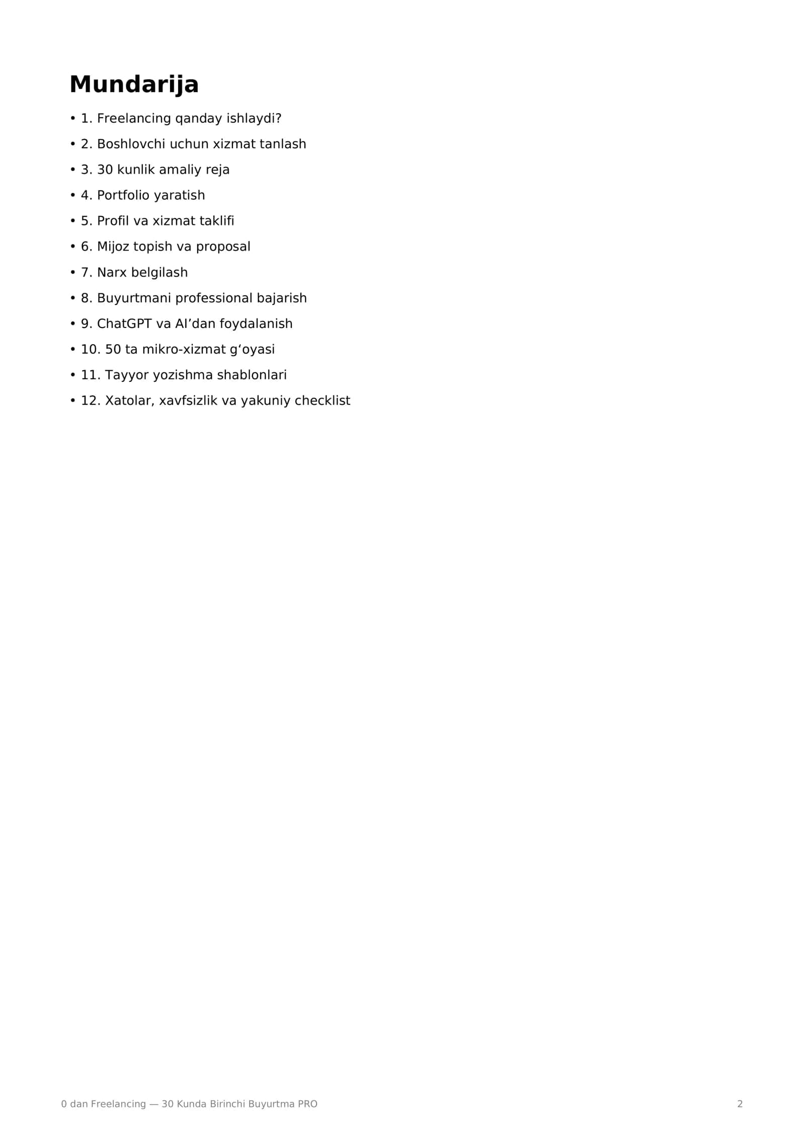 0 dan Freelancing — 30 Kunda Birinchi Buyurtma PRO 2