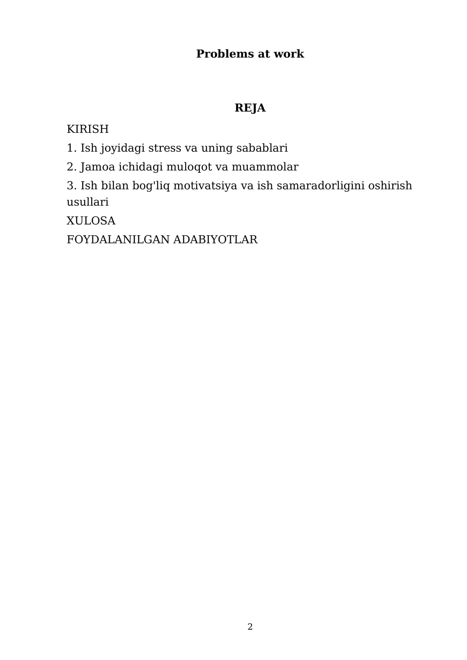 Problems at work 2