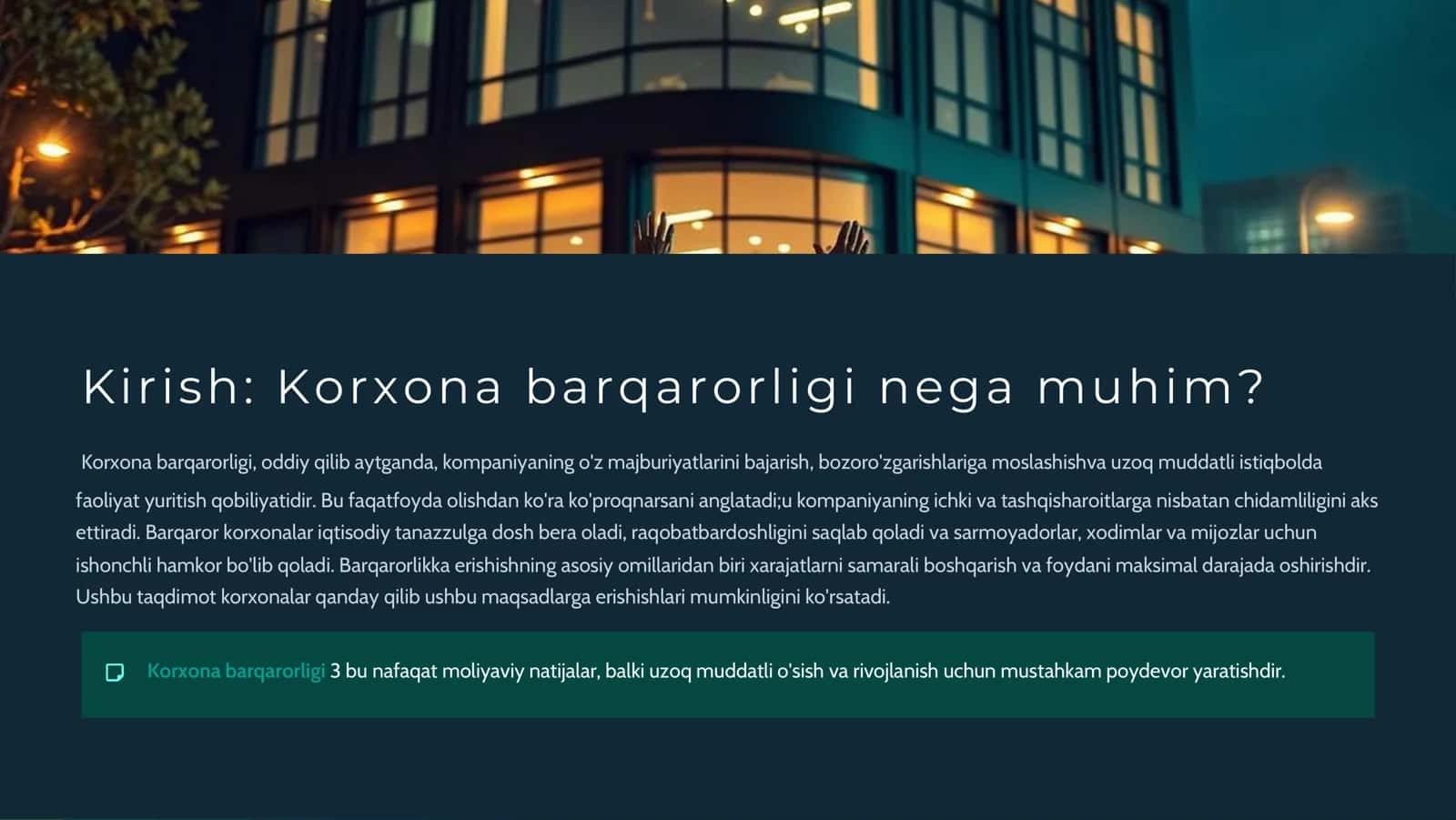 Korxona xarajatlari va foydasi 2