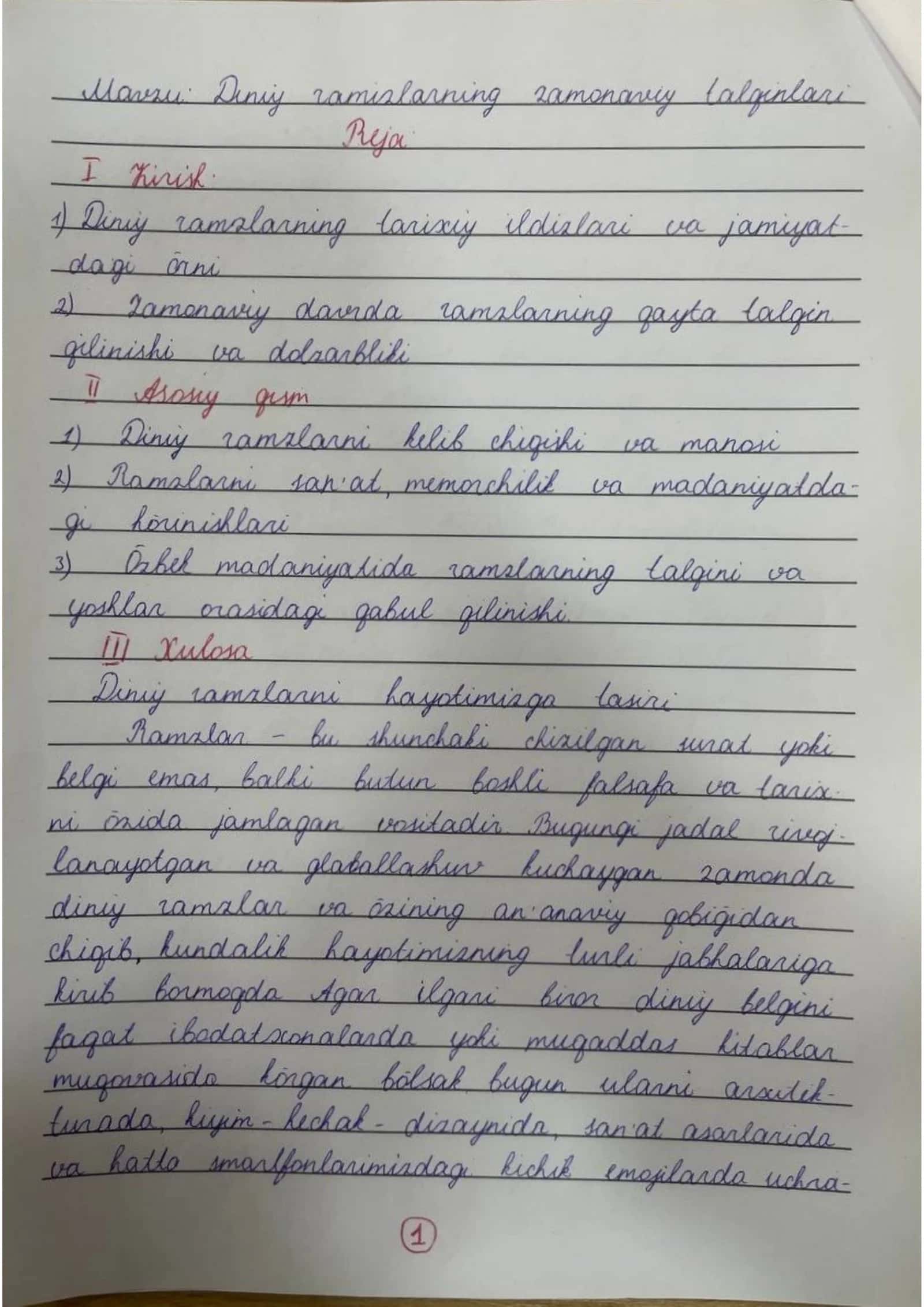 Diniy ramzlar bo'yicha mustaqil ish 2