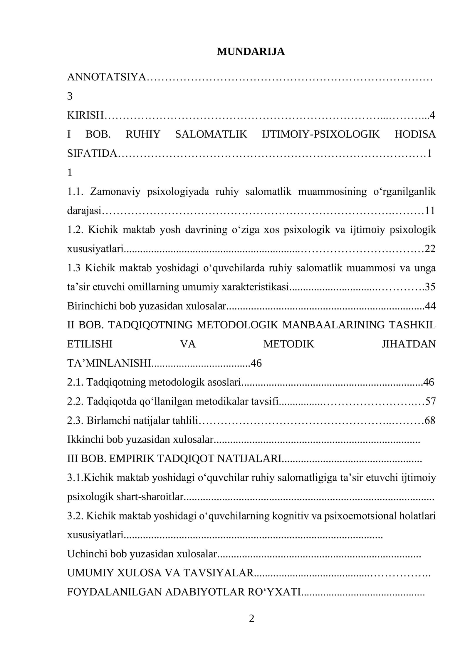 KICHIK MAKTAB YOSHIDAGI OʻQUVCHILARNING RUHIY SALOMATLIGIGA TA’SIR ETUVCHI OMILLAR 2
