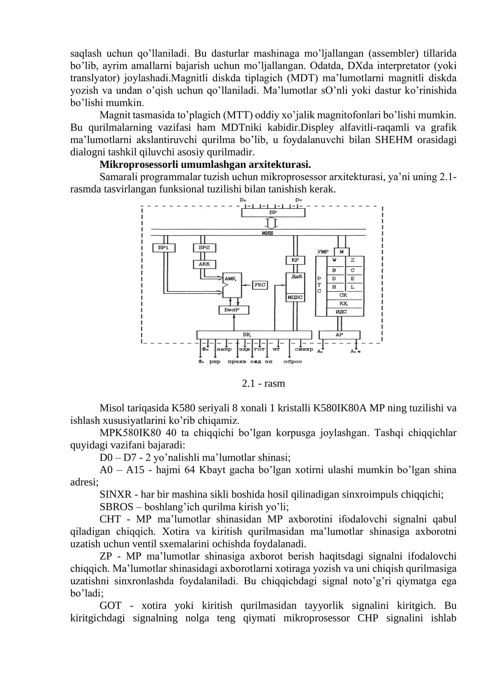Mikroprosessorli tizim (MPT) 2