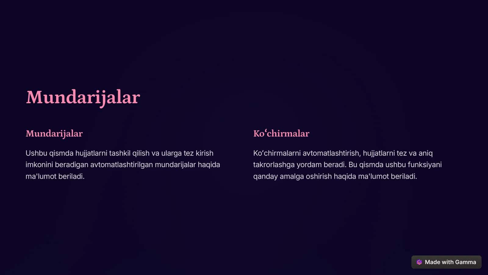 Avtomatlashtirilgan vositalar va shablonlar 2