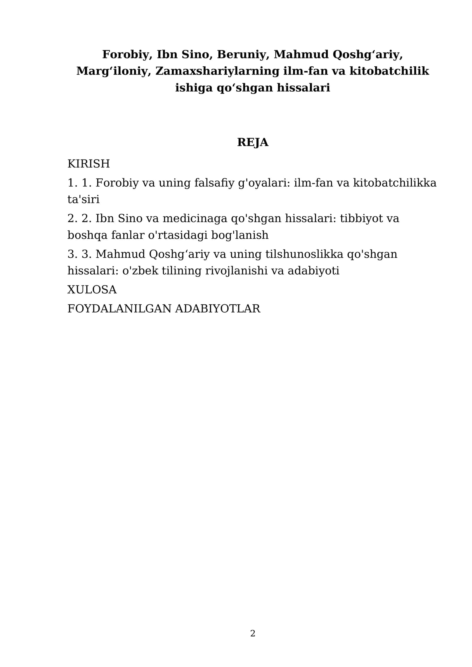 FOROBIY, IBN SINO, BERUNIY, MAHMUD QOSHG‘ARIY, MARG‘ILONIY, ZAMAXSHARIYLARNING ILM-FAN VA KITOBATCHILIK ISHIGA QO‘SHGAN HISSALARI 2