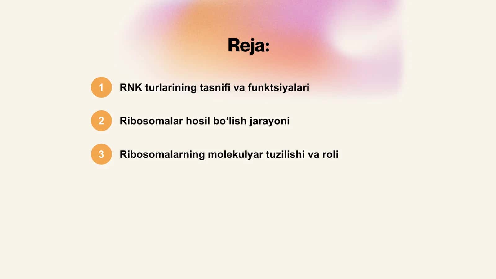 RNK turlari. Ribosomalar tuzilishi. 2