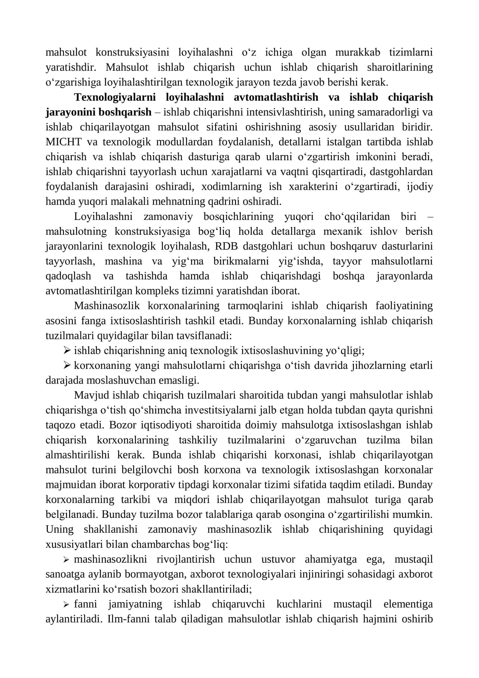 Mashinasozlik ishlab chiqarishini texnologik tayyorlashning xususiyatlari 2