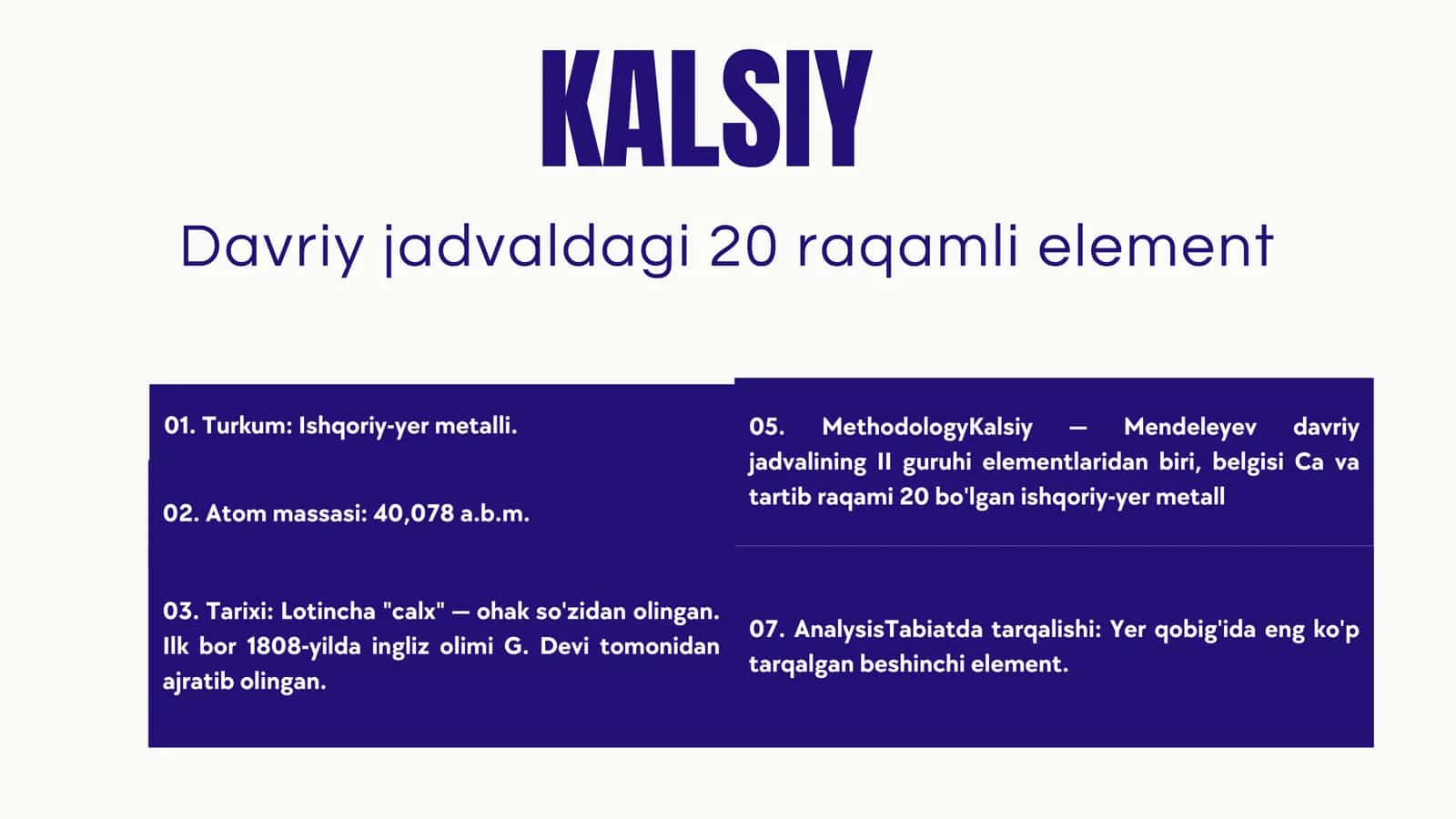 Kalsiy elementi uchun slayd 2